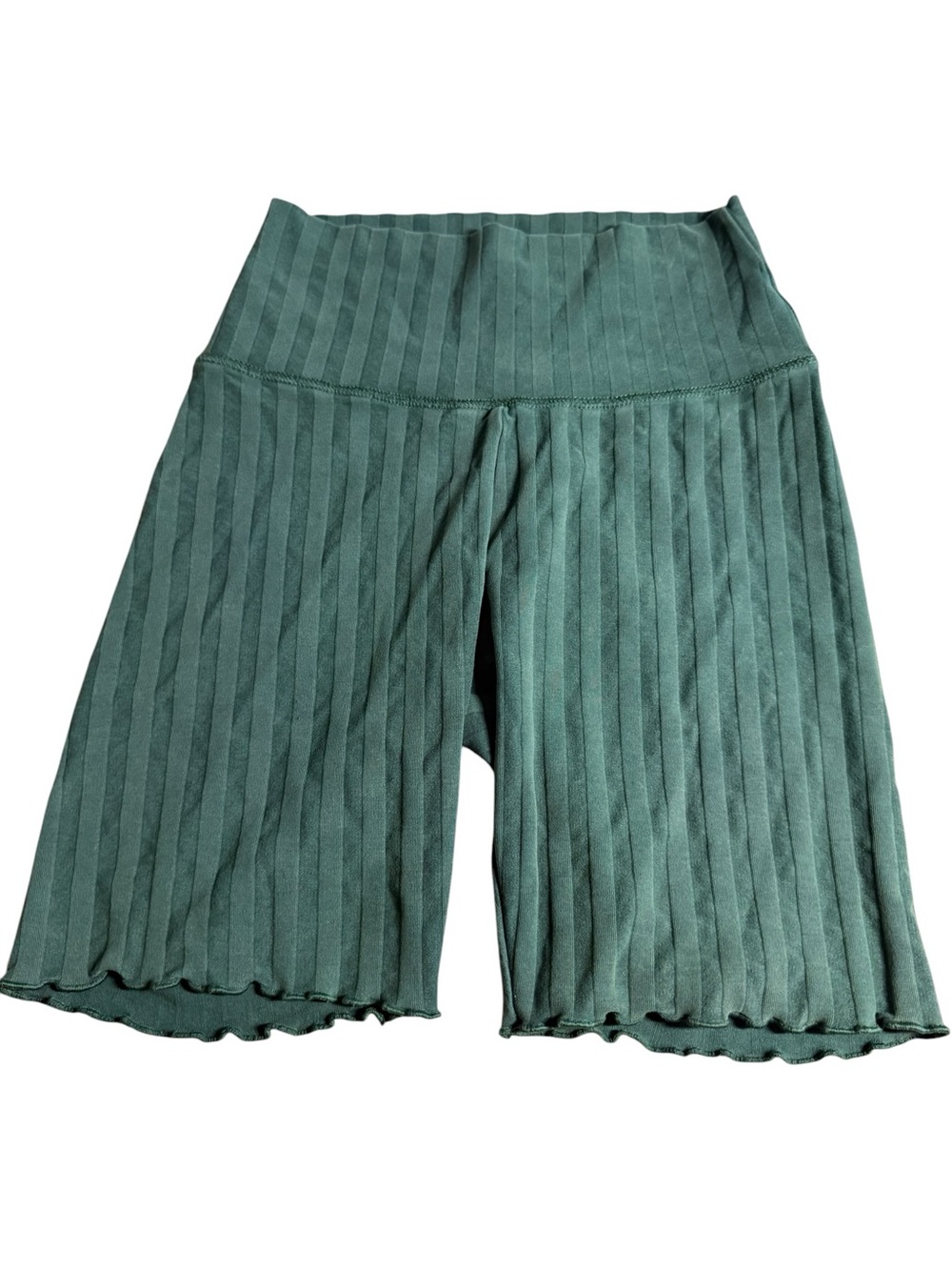 aerie Ribbed High-Waist Forest Green Athletic Shorts